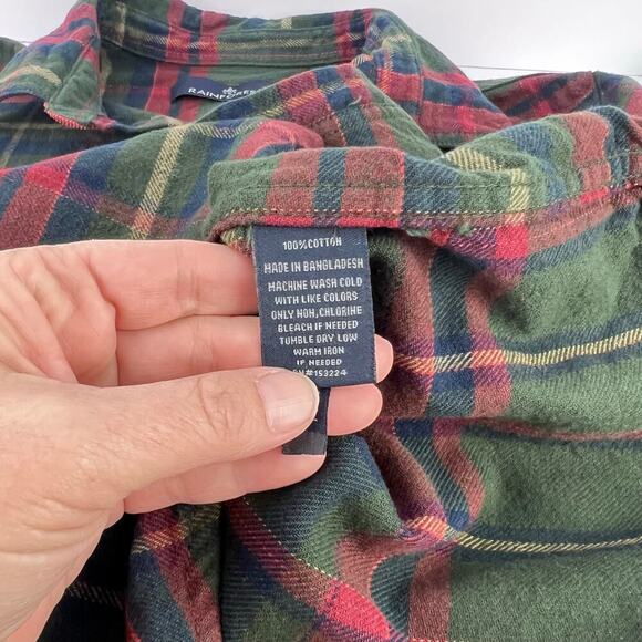 EUC Rainforest Heavyweight Hunter Green Corduroy Flip Cuff Plaid Flannel Shirt M - Picture 6 of 11